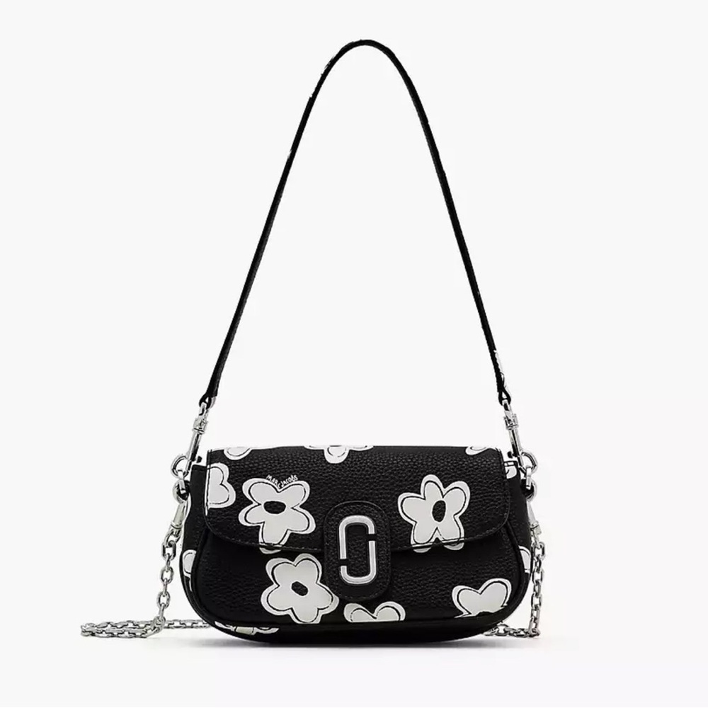NWT! NEW! Marc Jacobs Clover Double J Daisy Convertible Shoulder Bag Black White